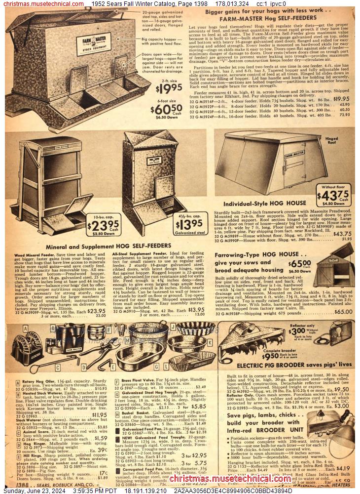1952 Sears Fall Winter Catalog, Page 1398