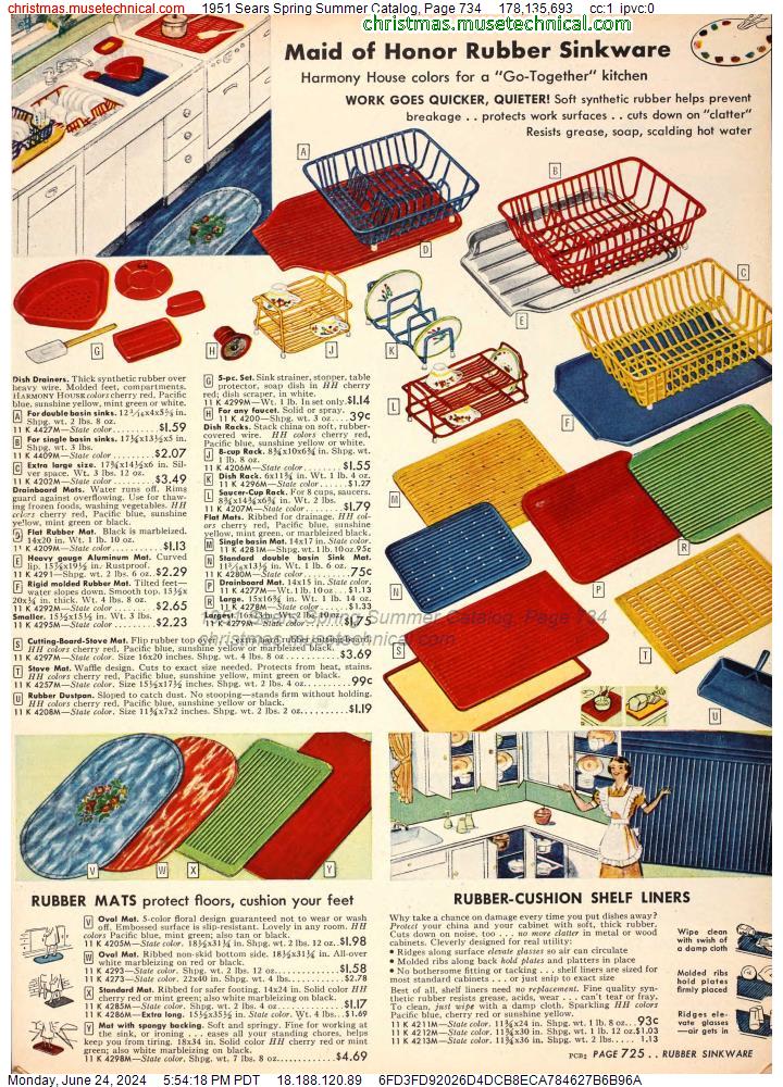 1951 Sears Spring Summer Catalog, Page 734