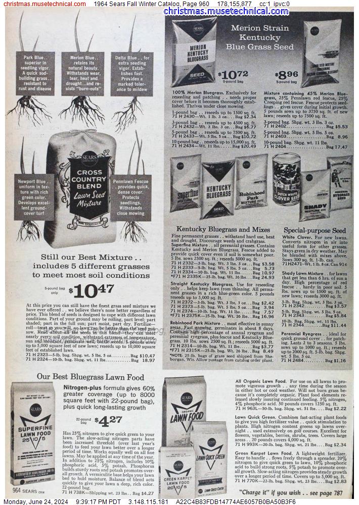 1964 Sears Fall Winter Catalog, Page 960