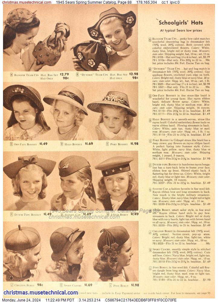 1945 Sears Spring Summer Catalog, Page 88