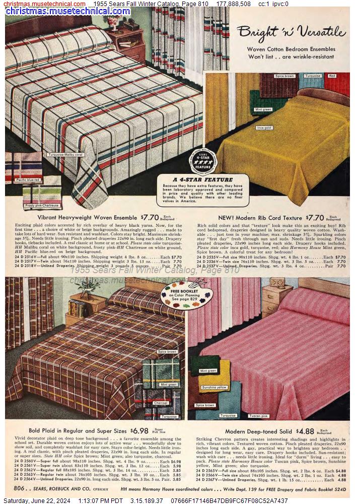 1955 Sears Fall Winter Catalog, Page 810