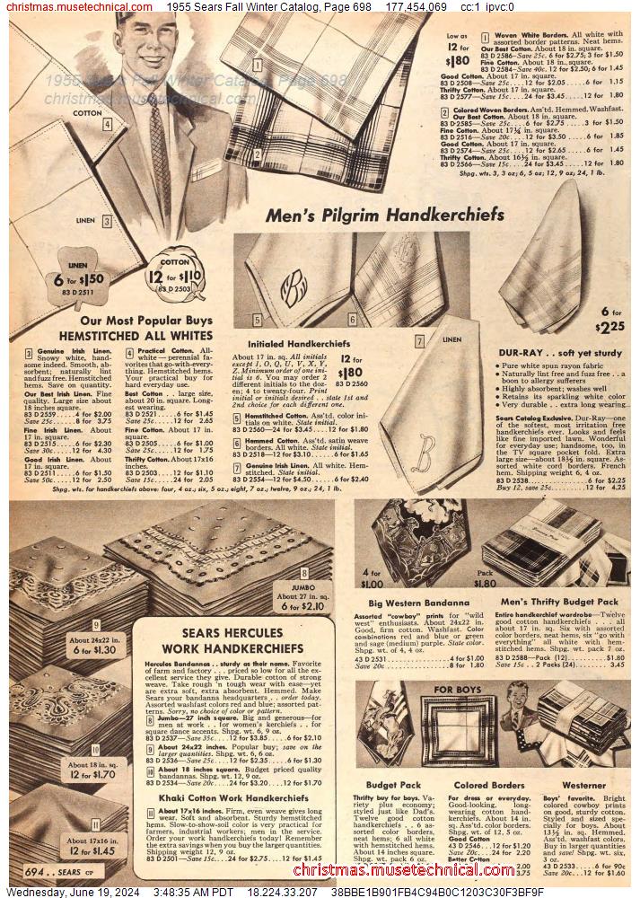 1955 Sears Fall Winter Catalog, Page 698