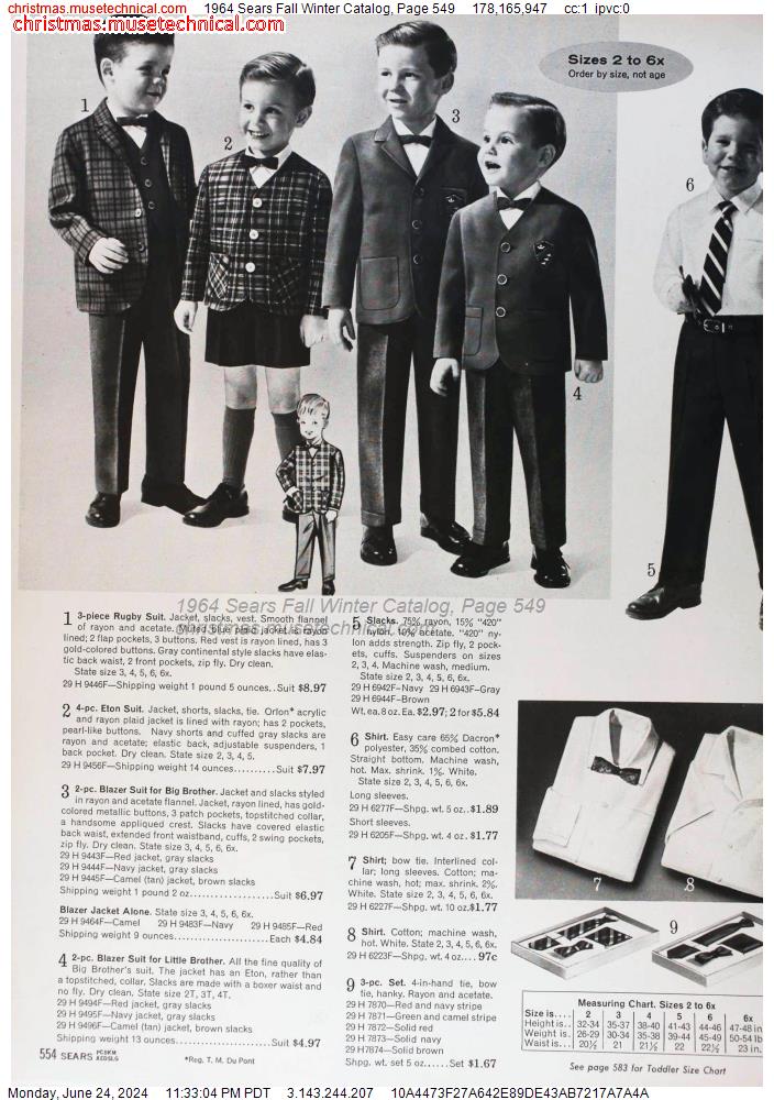 1964 Sears Fall Winter Catalog, Page 549