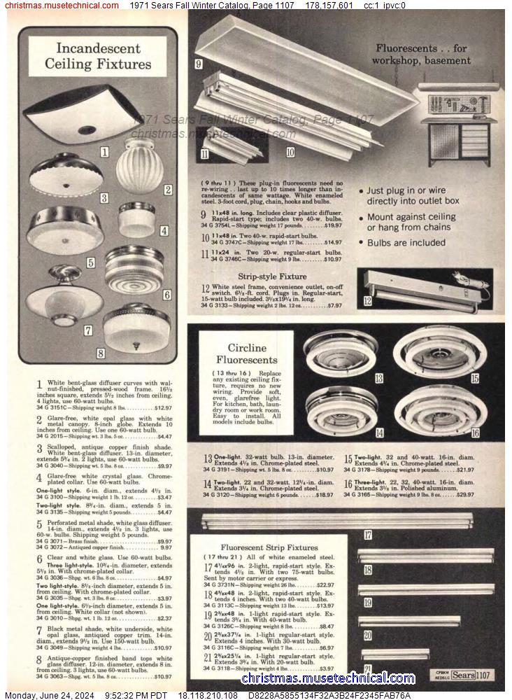 1971 Sears Fall Winter Catalog, Page 1107