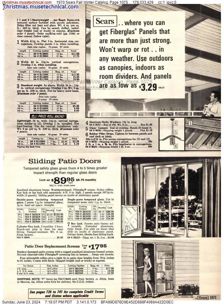 1970 Sears Fall Winter Catalog, Page 1075