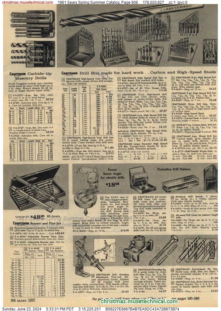 1961 Sears Spring Summer Catalog, Page 908