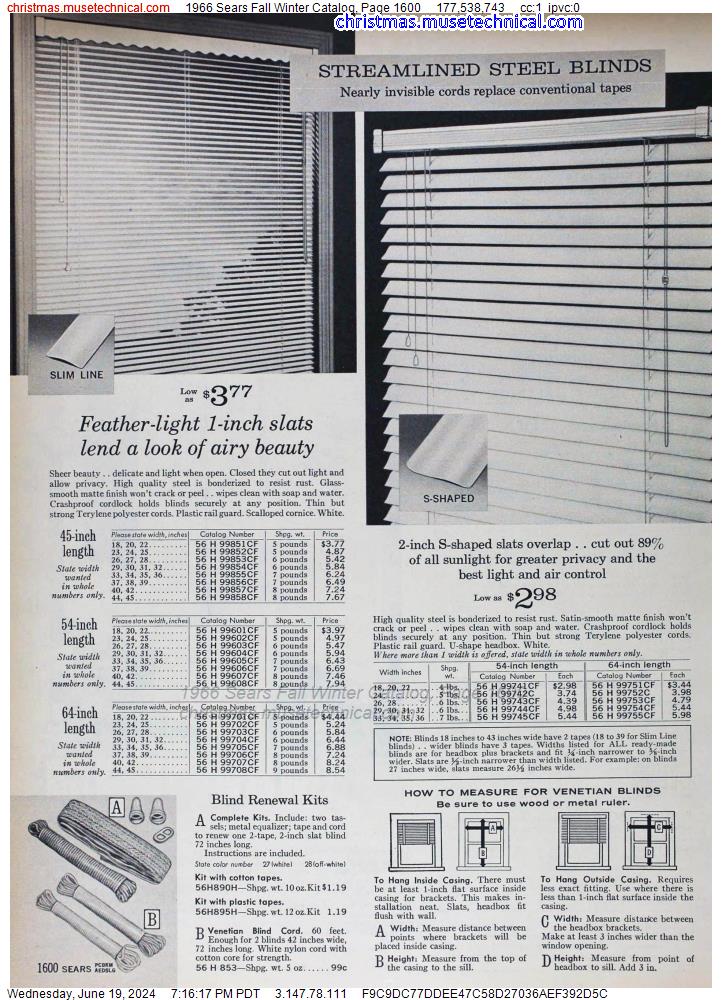 1966 Sears Fall Winter Catalog, Page 1600