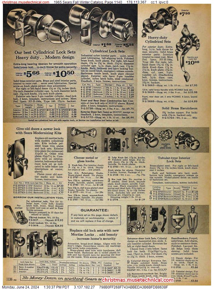 1965 Sears Fall Winter Catalog, Page 1140