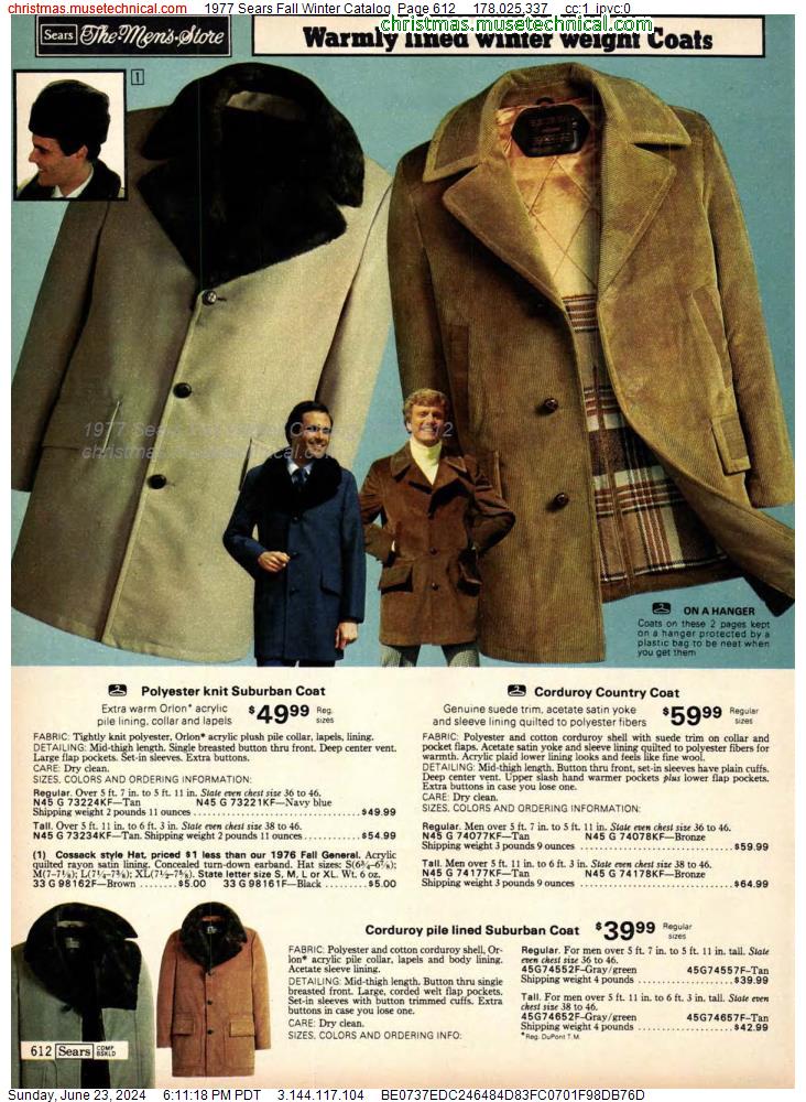 1977 Sears Fall Winter Catalog, Page 612