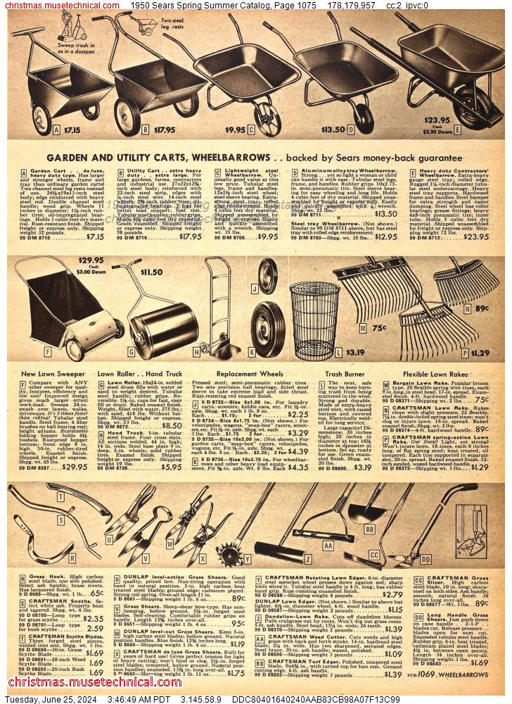 1950 Sears Spring Summer Catalog, Page 1075