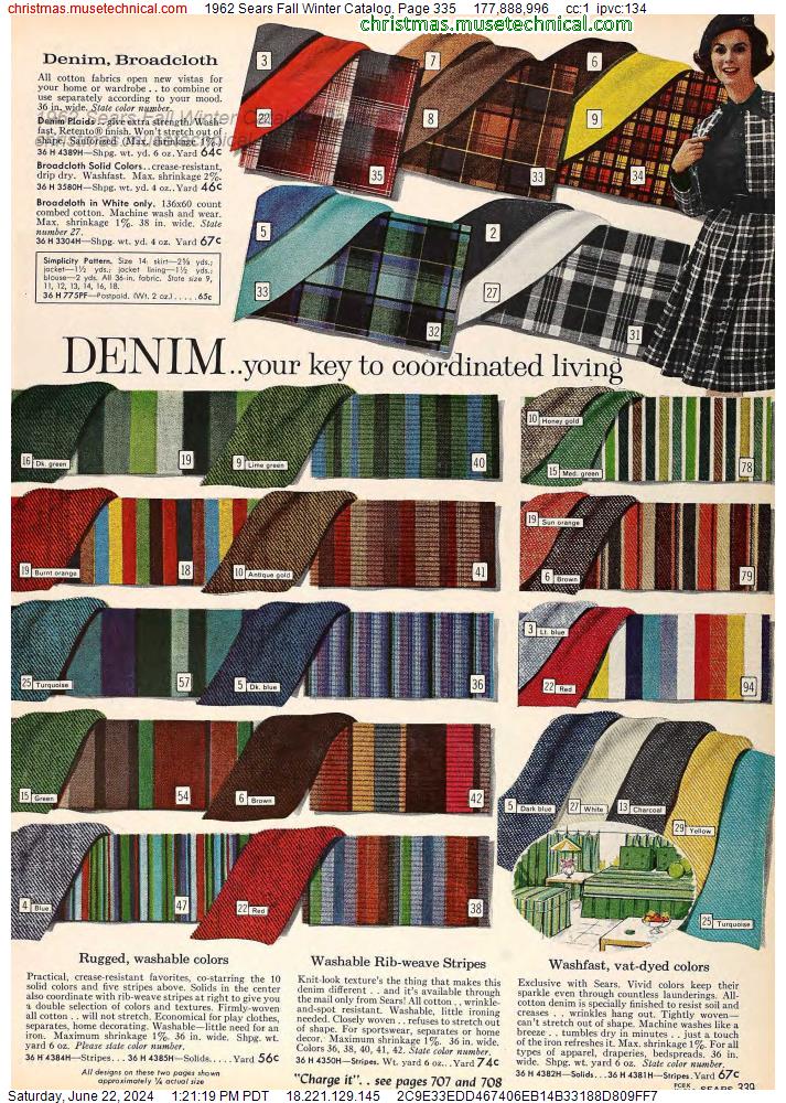 1962 Sears Fall Winter Catalog, Page 335