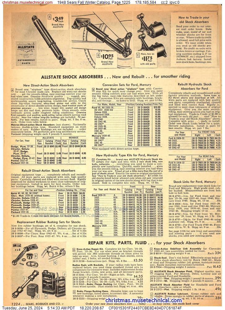 1948 Sears Fall Winter Catalog, Page 1225