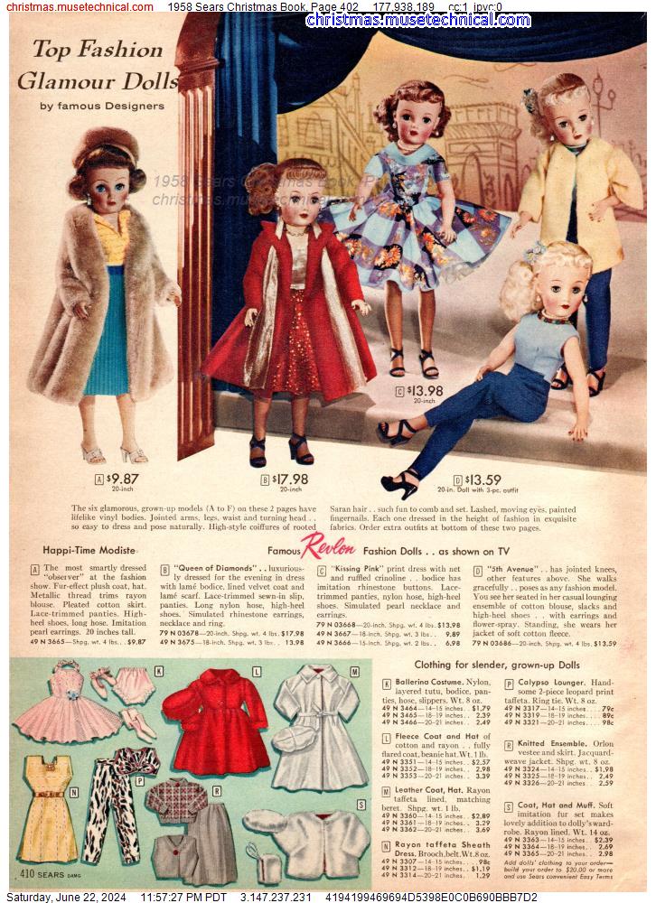 1958 Sears Christmas Book, Page 402