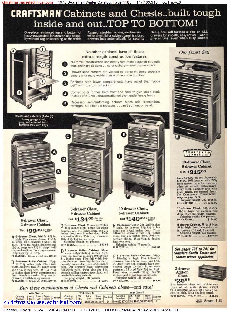 1970 Sears Fall Winter Catalog, Page 1185