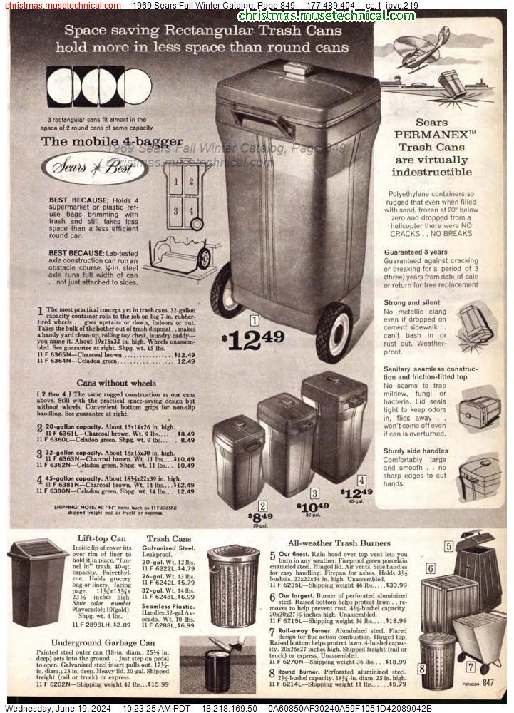 1969 Sears Fall Winter Catalog, Page 849
