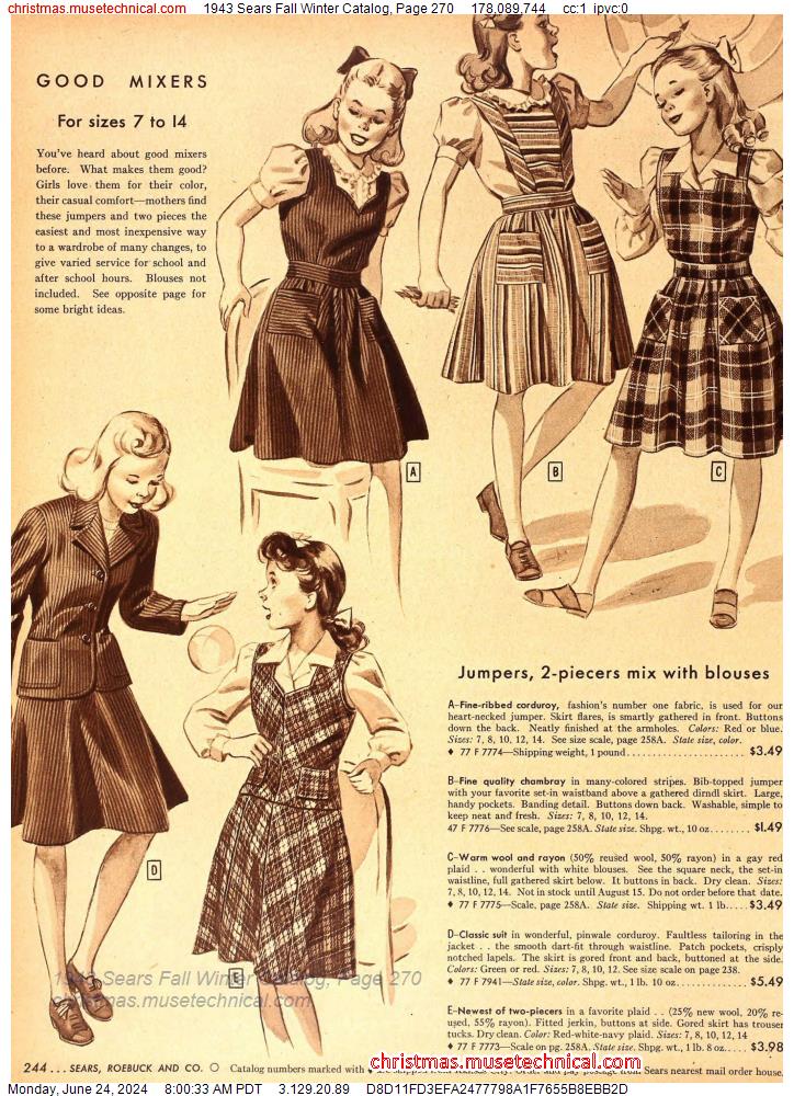 1943 Sears Fall Winter Catalog, Page 270