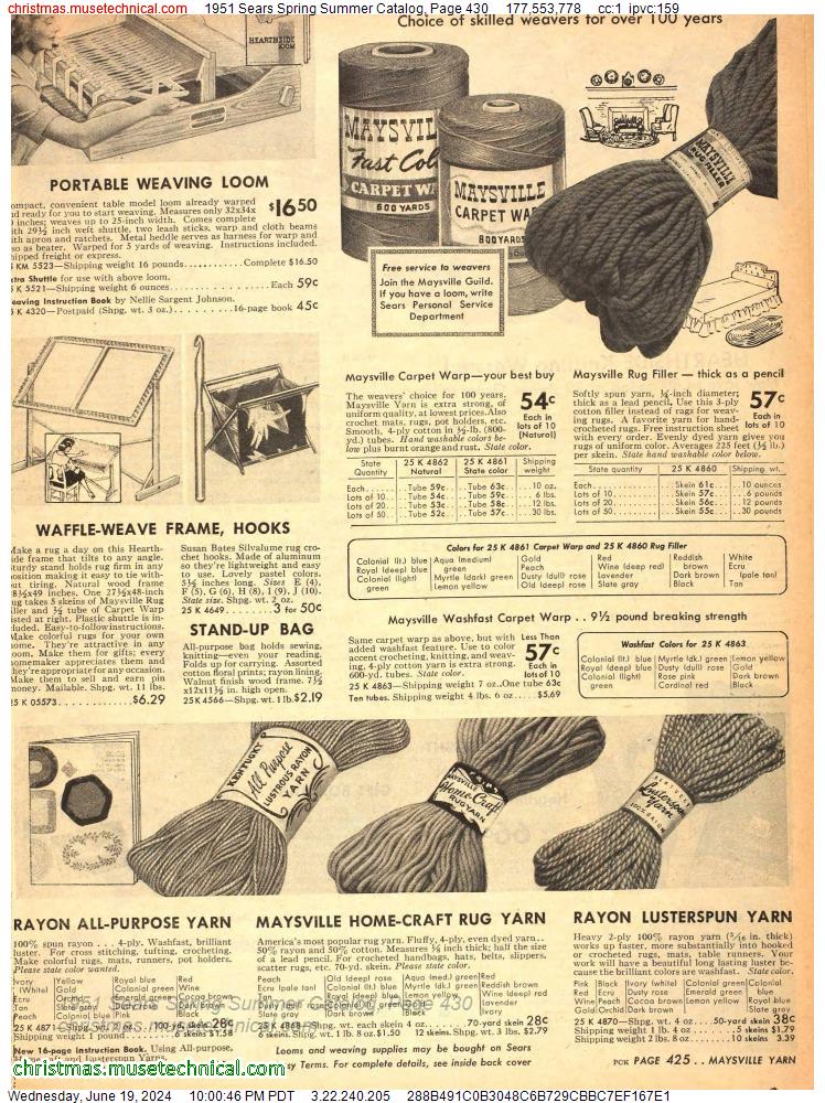 1951 Sears Spring Summer Catalog, Page 430