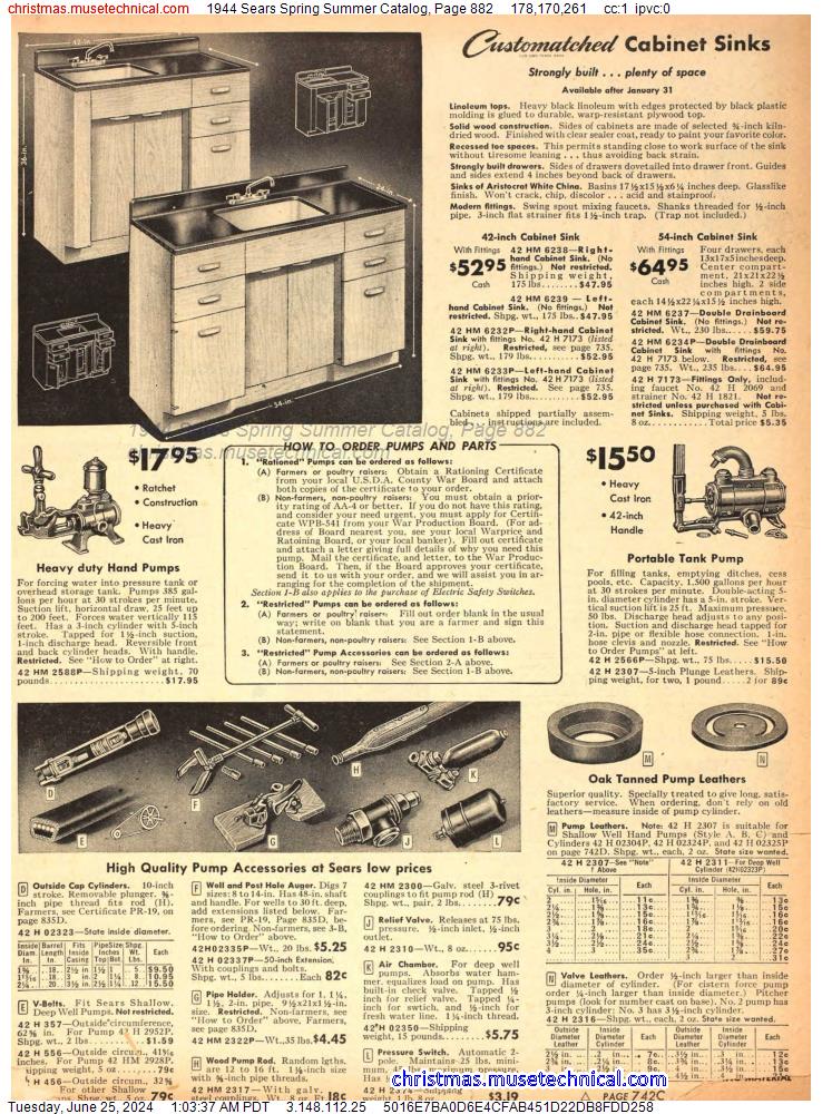 1944 Sears Spring Summer Catalog, Page 882