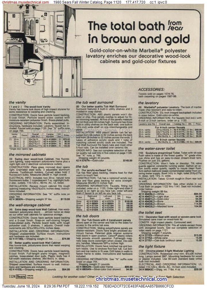 1980 Sears Fall Winter Catalog, Page 1120