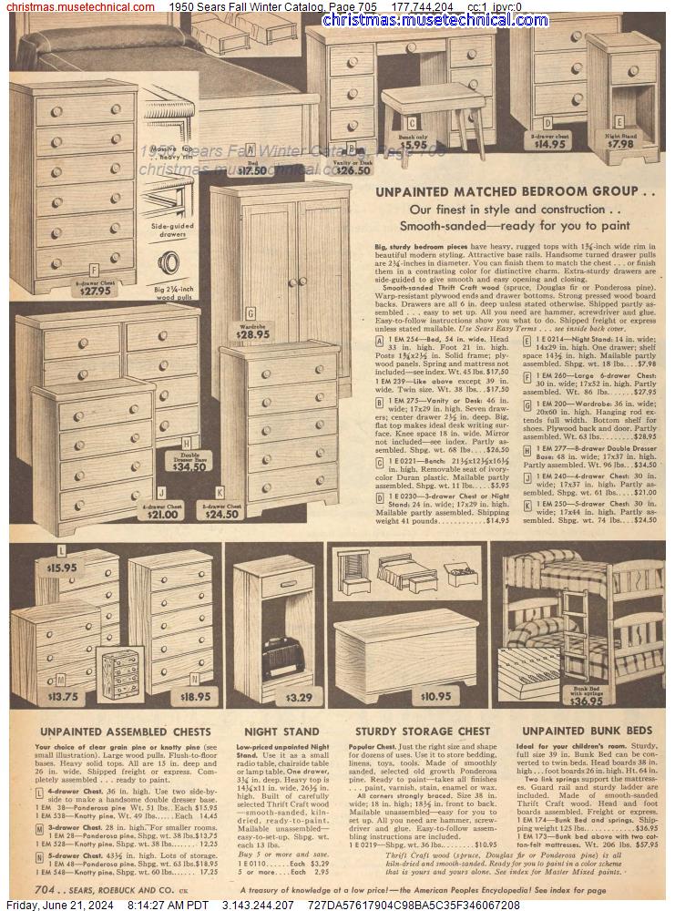 1950 Sears Fall Winter Catalog, Page 705