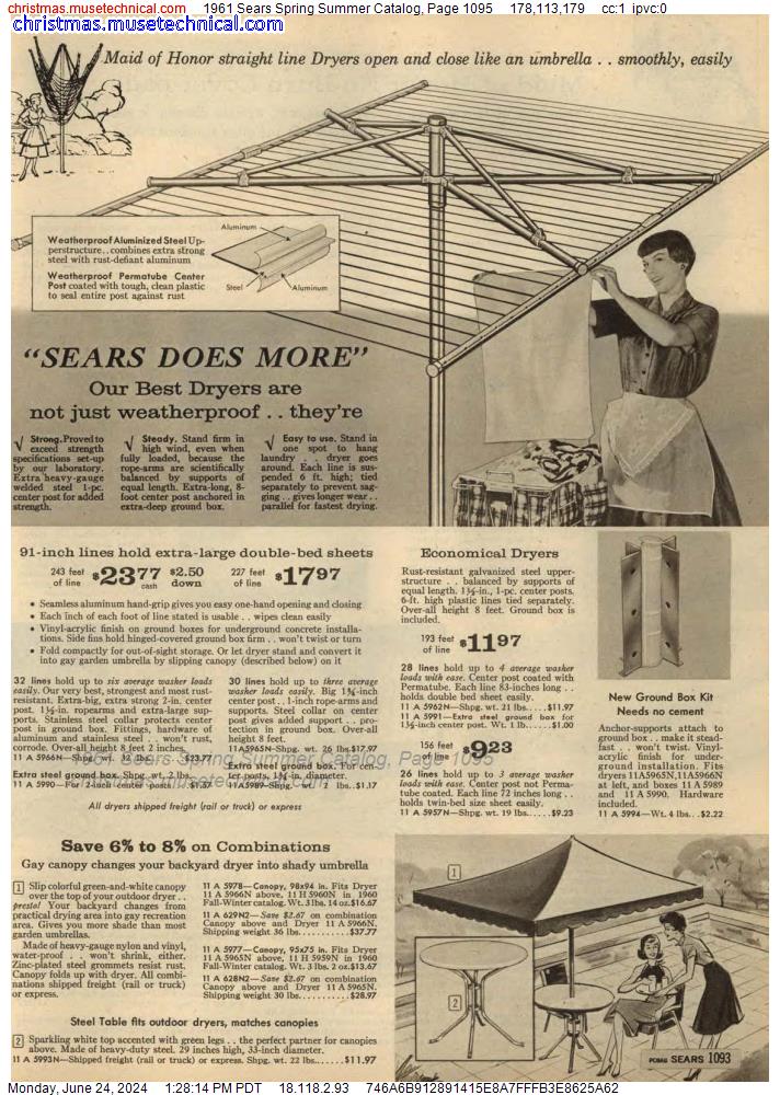1961 Sears Spring Summer Catalog, Page 1095