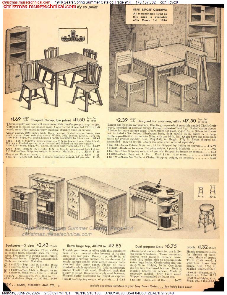 1946 Sears Spring Summer Catalog, Page 914