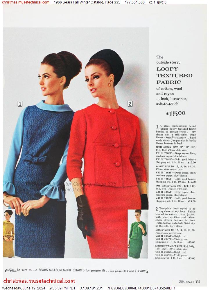 1966 Sears Fall Winter Catalog, Page 335