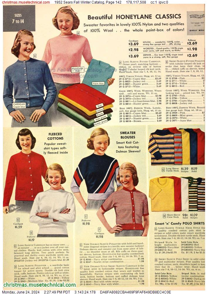 1952 Sears Fall Winter Catalog, Page 142