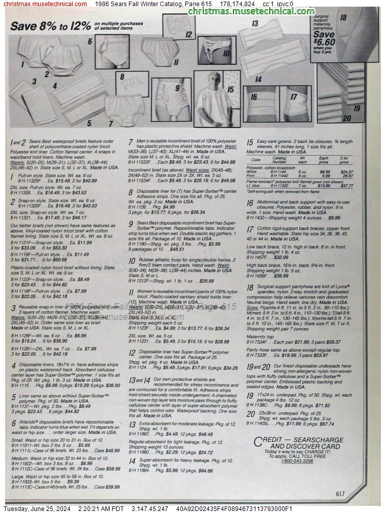 1986 Sears Fall Winter Catalog, Page 615