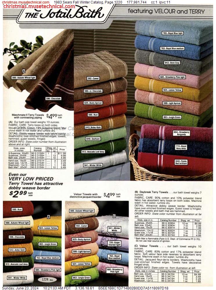 1983 Sears Fall Winter Catalog, Page 1220