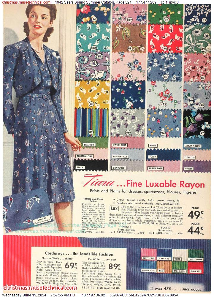 1942 Sears Spring Summer Catalog, Page 521