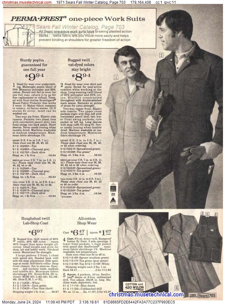 1971 Sears Fall Winter Catalog, Page 703