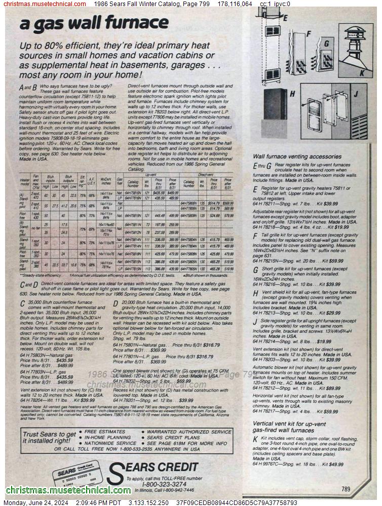 1986 Sears Fall Winter Catalog, Page 799
