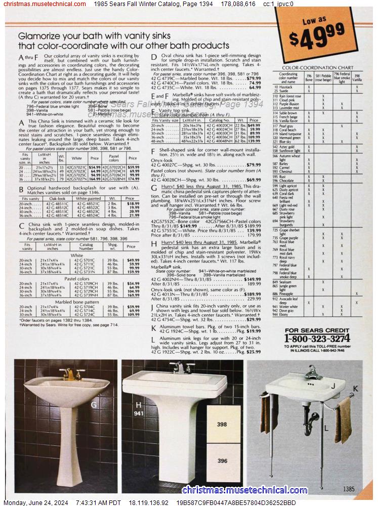 1985 Sears Fall Winter Catalog, Page 1394