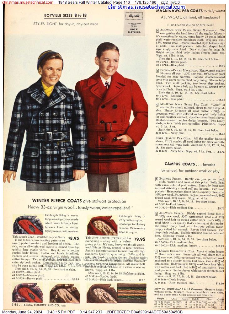 1948 Sears Fall Winter Catalog, Page 140