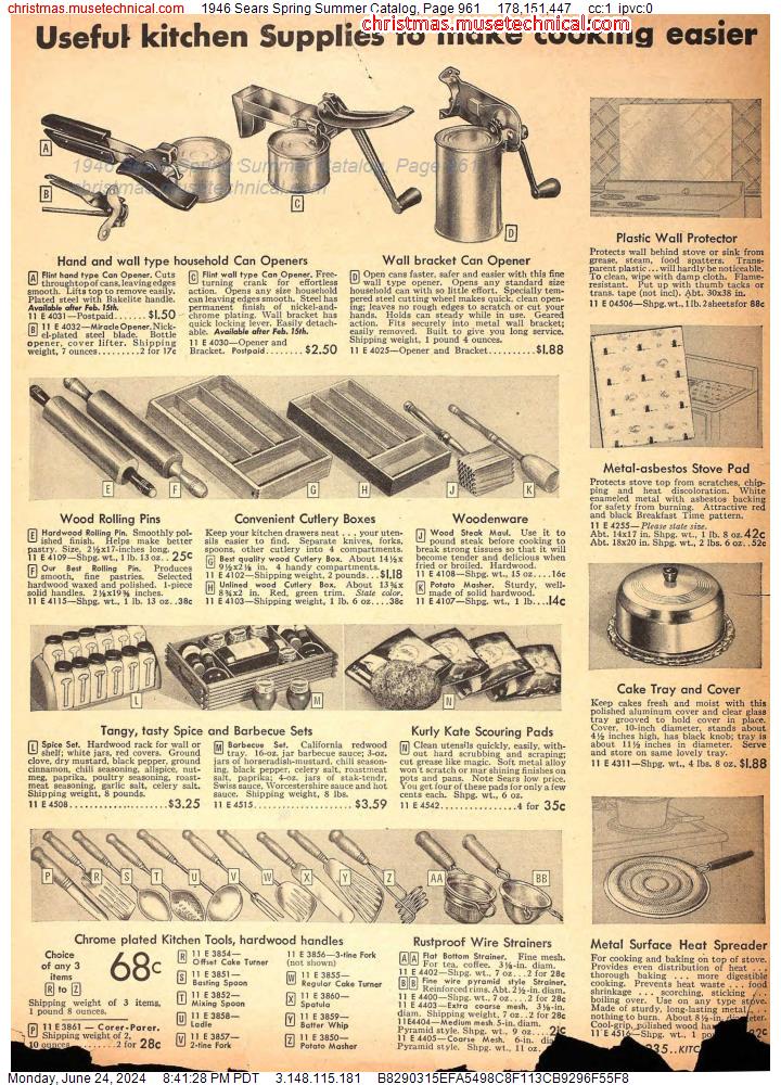 1946 Sears Spring Summer Catalog, Page 961