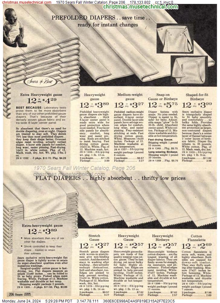1970 Sears Fall Winter Catalog, Page 206