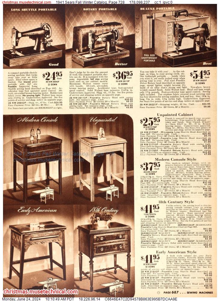 1941 Sears Fall Winter Catalog, Page 728