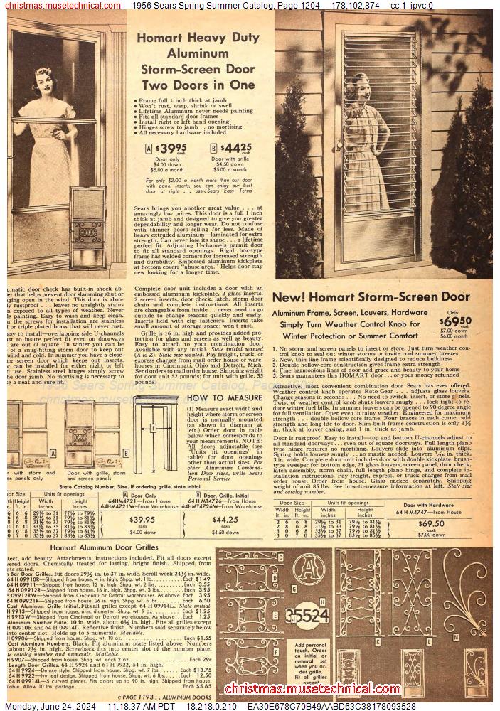 1956 Sears Spring Summer Catalog, Page 1204