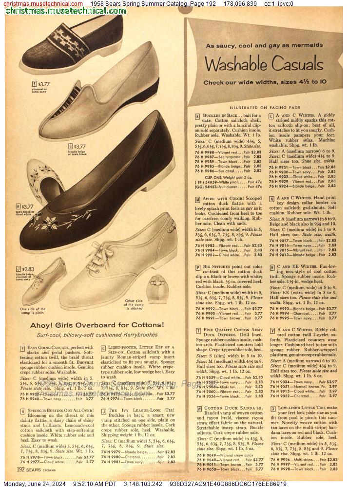 1958 Sears Spring Summer Catalog, Page 192