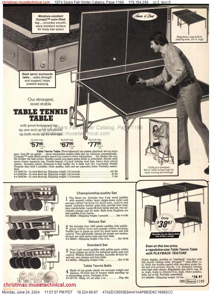 1974 Sears Fall Winter Catalog, Page 1189