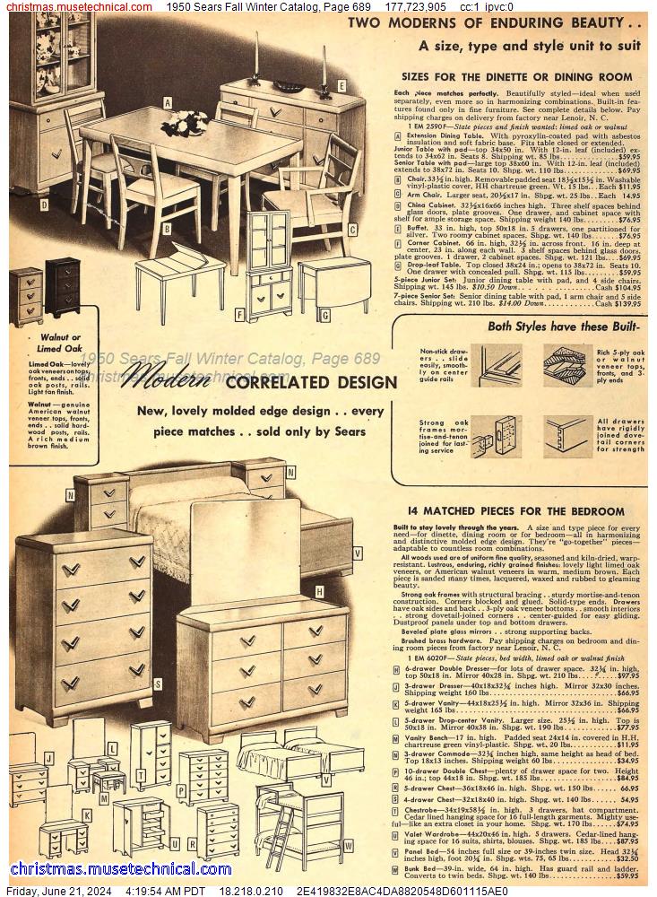 1950 Sears Fall Winter Catalog, Page 689