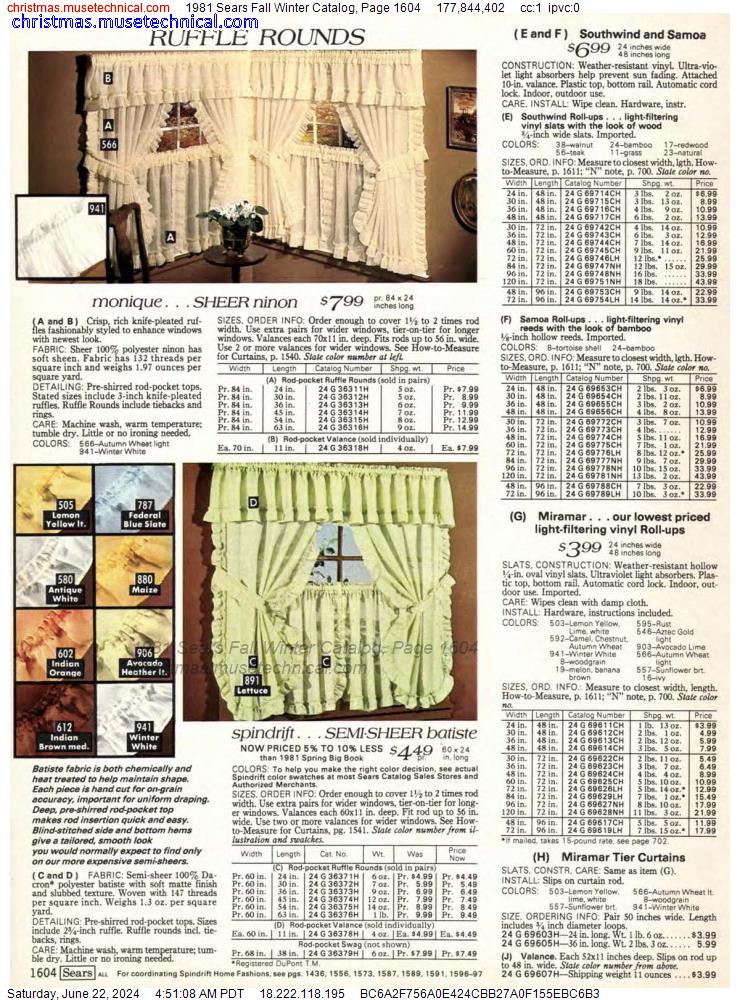 1981 Sears Fall Winter Catalog, Page 1604