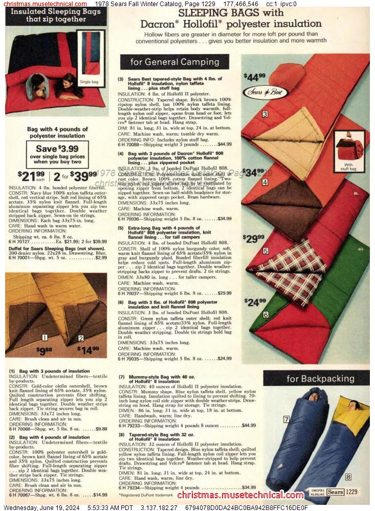1978 Sears Fall Winter Catalog, Page 1229