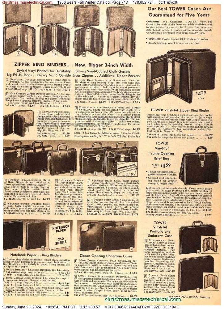 1956 Sears Fall Winter Catalog, Page 713
