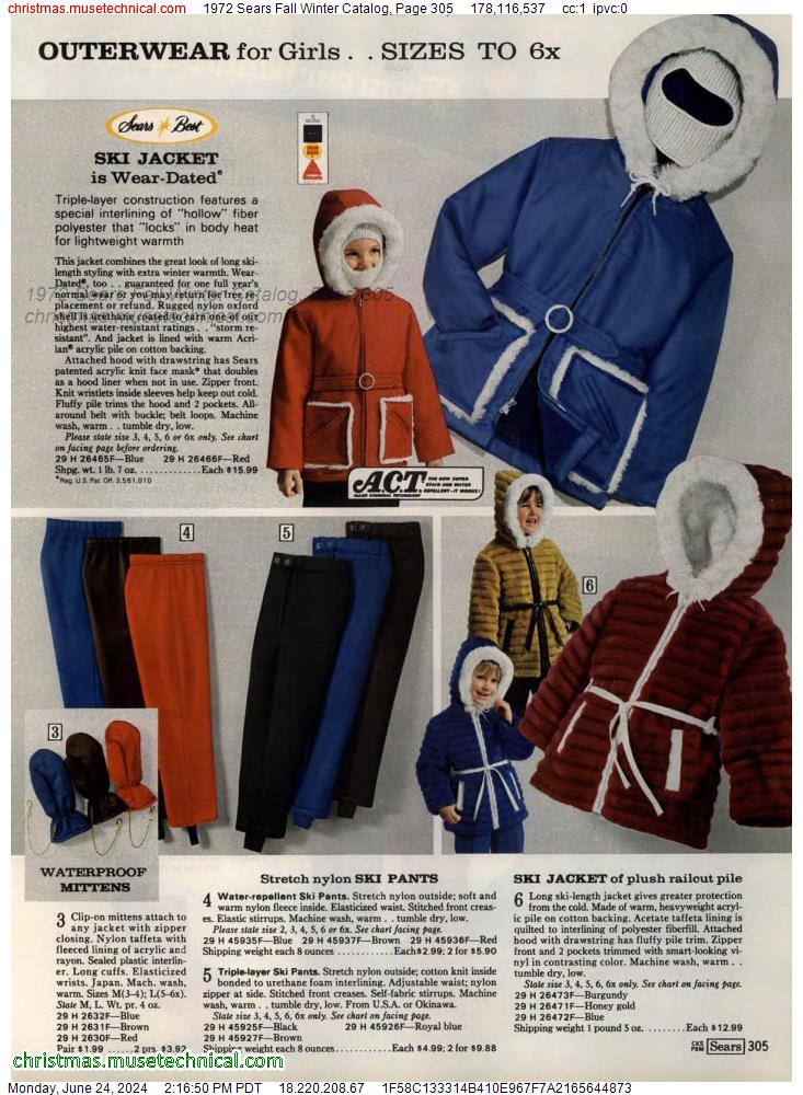1972 Sears Fall Winter Catalog, Page 305