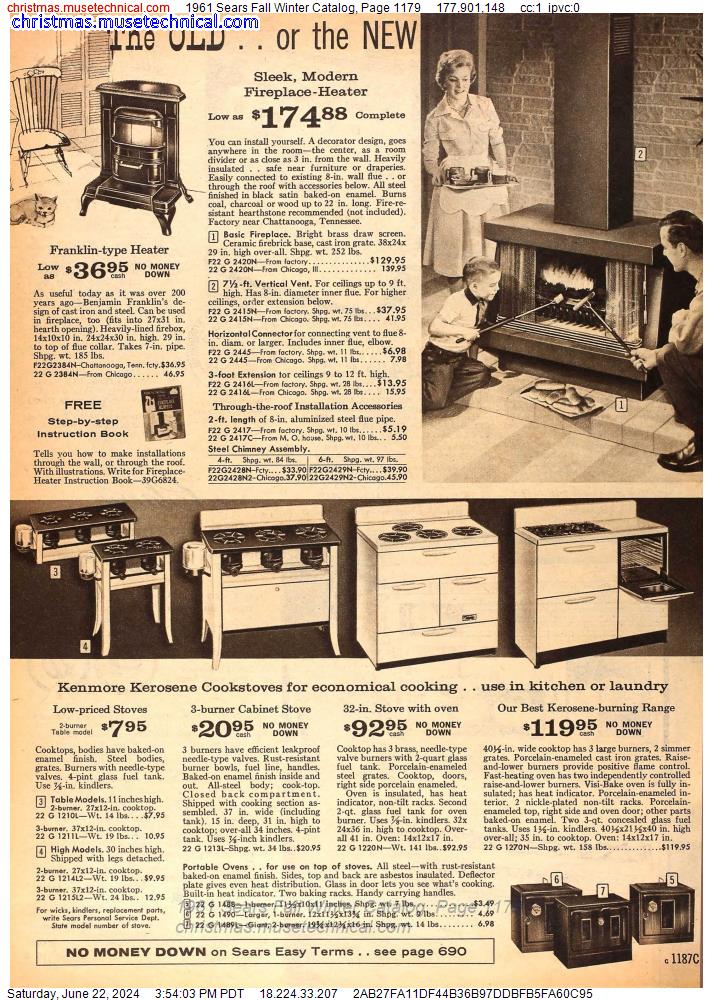 1961 Sears Fall Winter Catalog, Page 1179