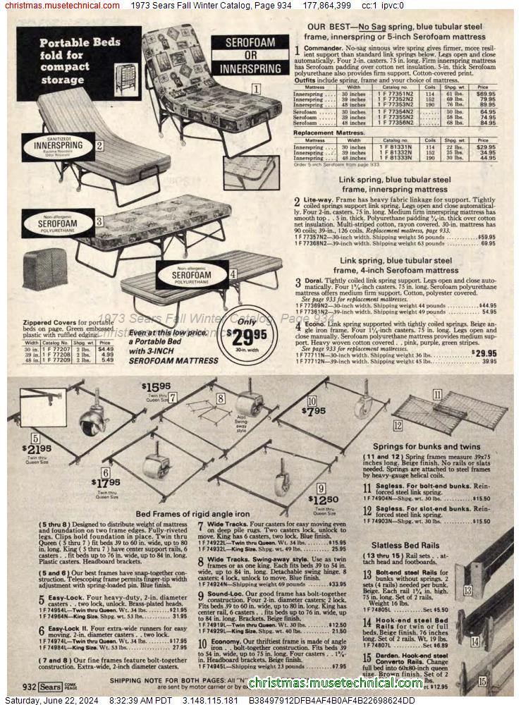 1973 Sears Fall Winter Catalog, Page 934