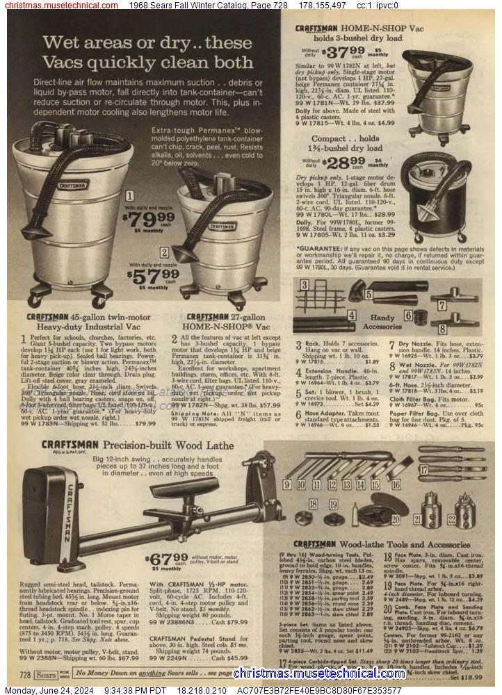 1968 Sears Fall Winter Catalog, Page 728