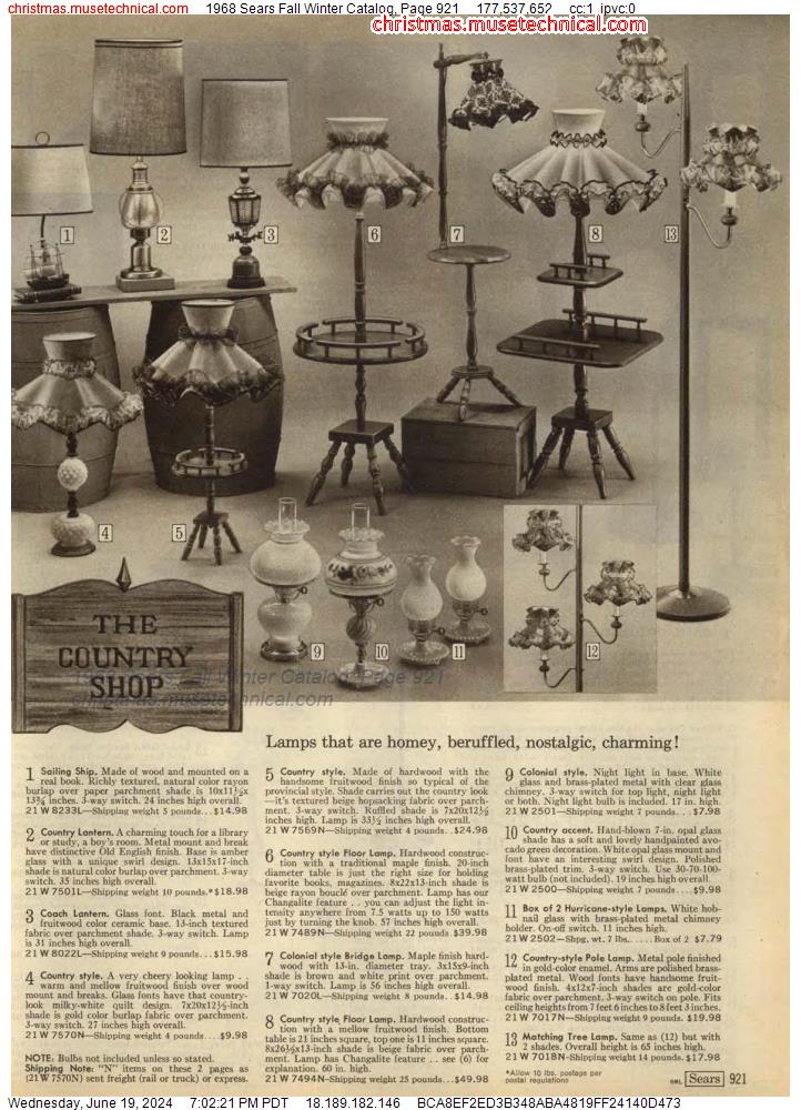 1968 Sears Fall Winter Catalog, Page 921
